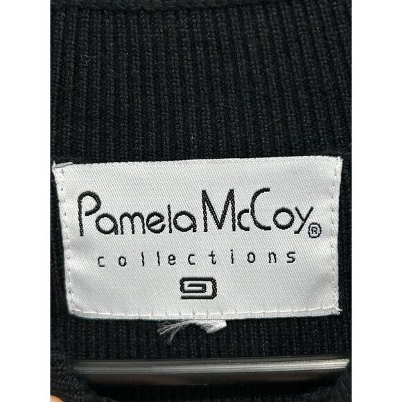 Pamela McCoy Black Embellished Long Sleeve Cardigan Sweater With Rhinestone Deta - Picture 5 of 10